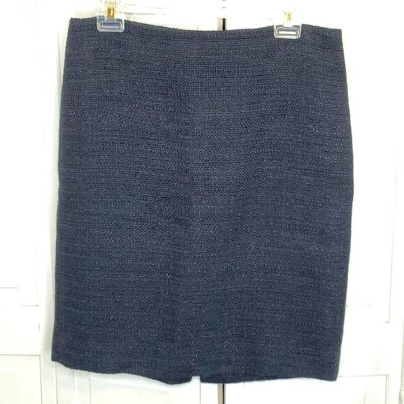 Theory Frieda Black Tweed Virgin Wool Pencil Skirt - Picture 2 of 10